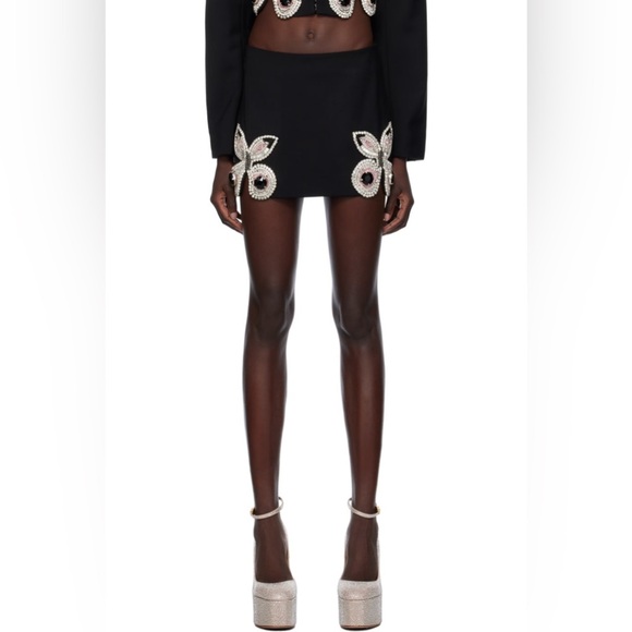 AREA Embroidered Butterfly Mini Skirt  in Black sz 8 NWT 1195$ - Picture 9 of 17
